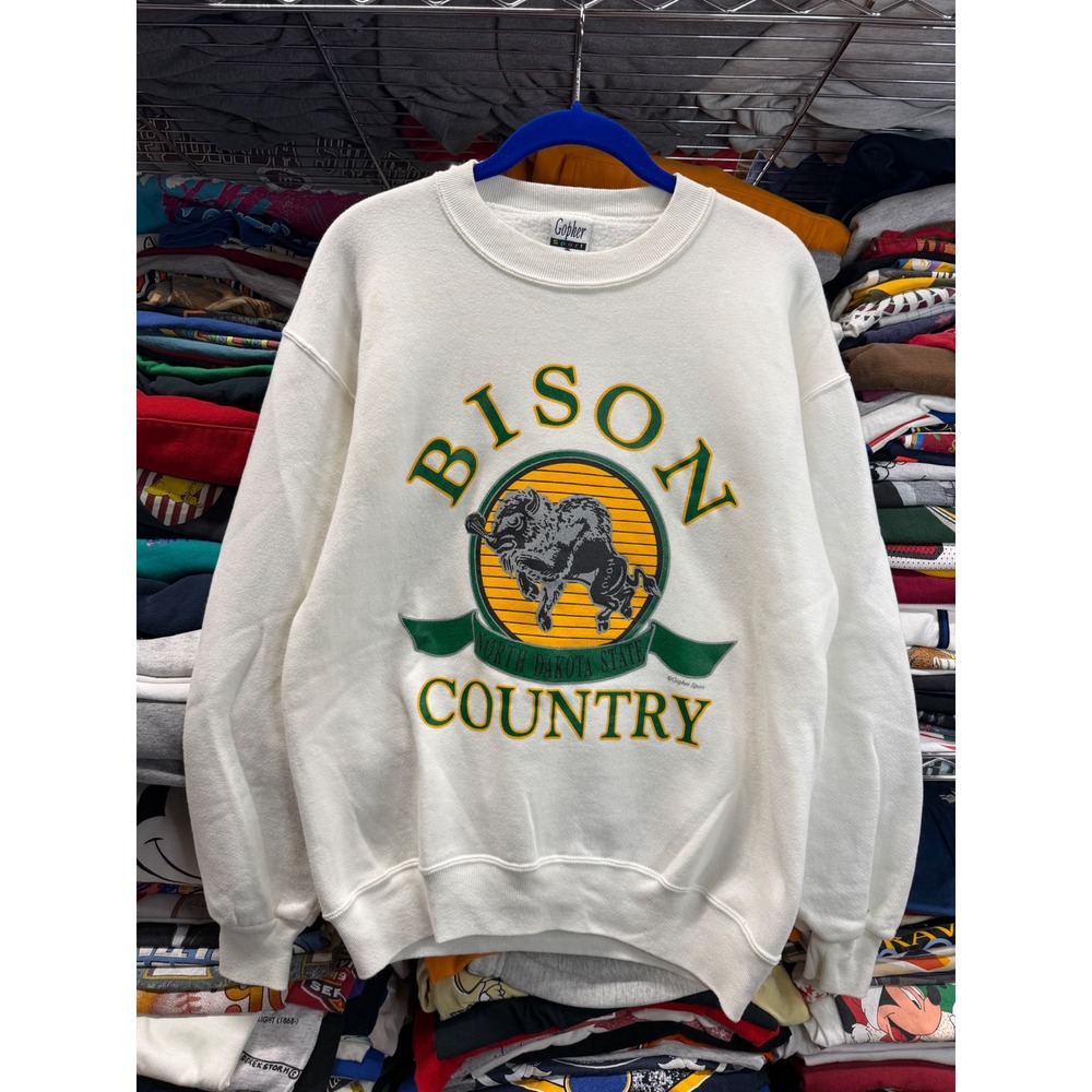 Gopher Sport North Dakota State NDSU Bison Country Sweatshirt White Mens Medium